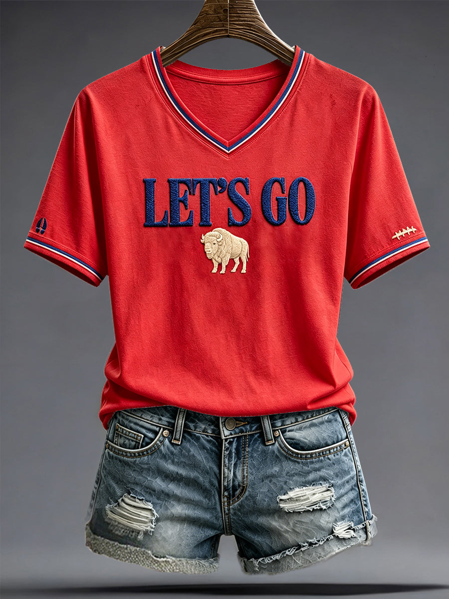 Women's Football Lover Bulls Buffalo Art Printed T-shirt