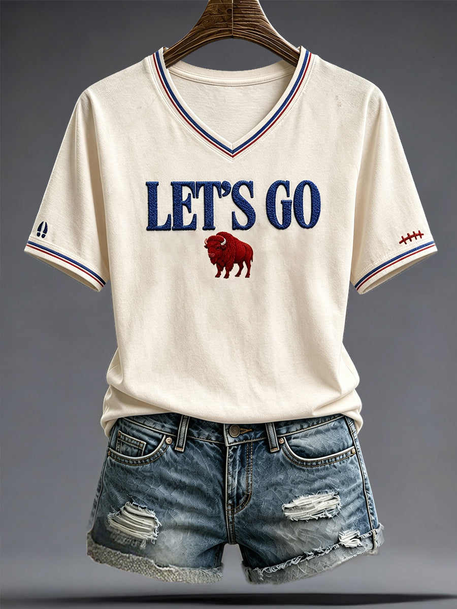 Women's Football Lover Bulls Buffalo Art Printed T-shirt