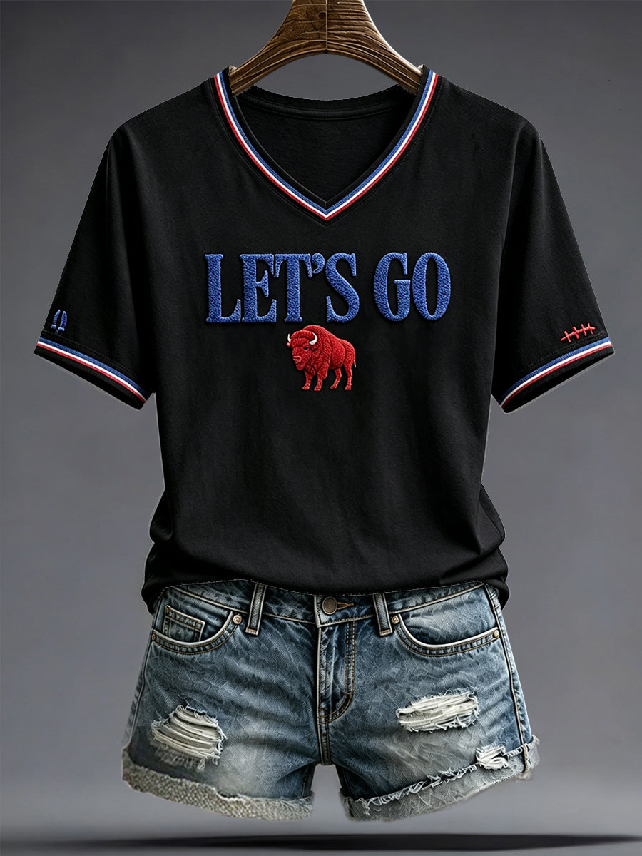 Women's Football Lover Bulls Buffalo Art Printed T-shirt