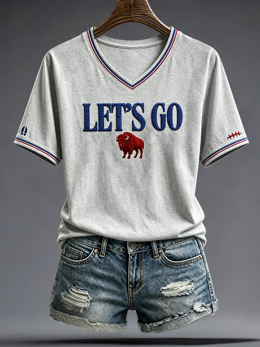 Women's Football Lover Bulls Buffalo Art Printed T-shirt