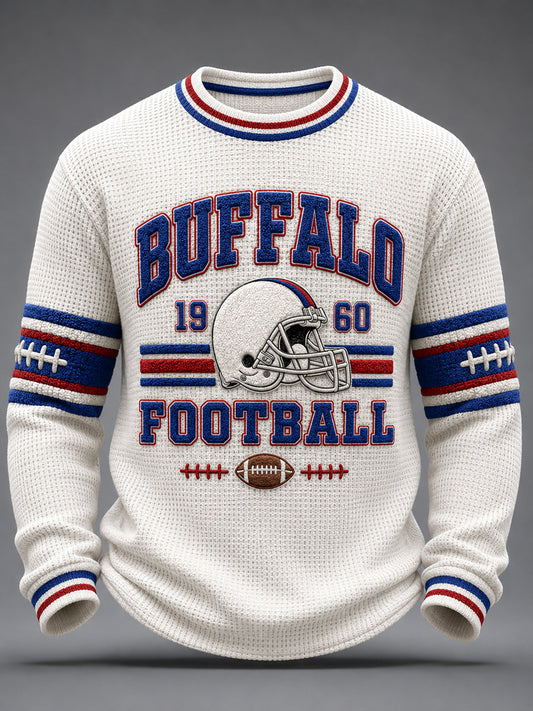 Buffalo Football Fan Casual Waffle-Knit Pullover