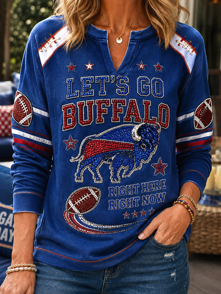 Women's Buffalo Bills V-Neck Sweatshirt for Fans