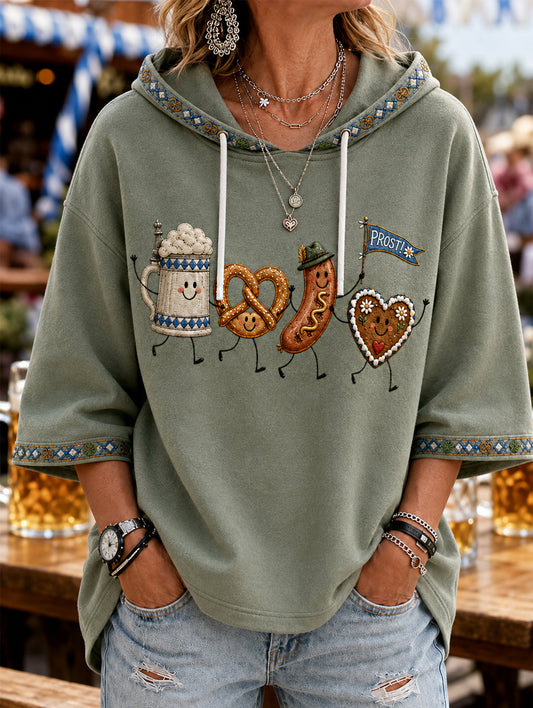 Women’s Oktoberfest Prost! Print Casual 3/4 Sleeve Hoodie