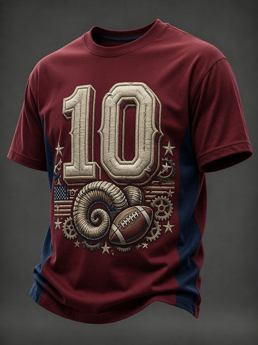 Men’s Retro Football Los Angeles Rams Printed Casual T-Shirt