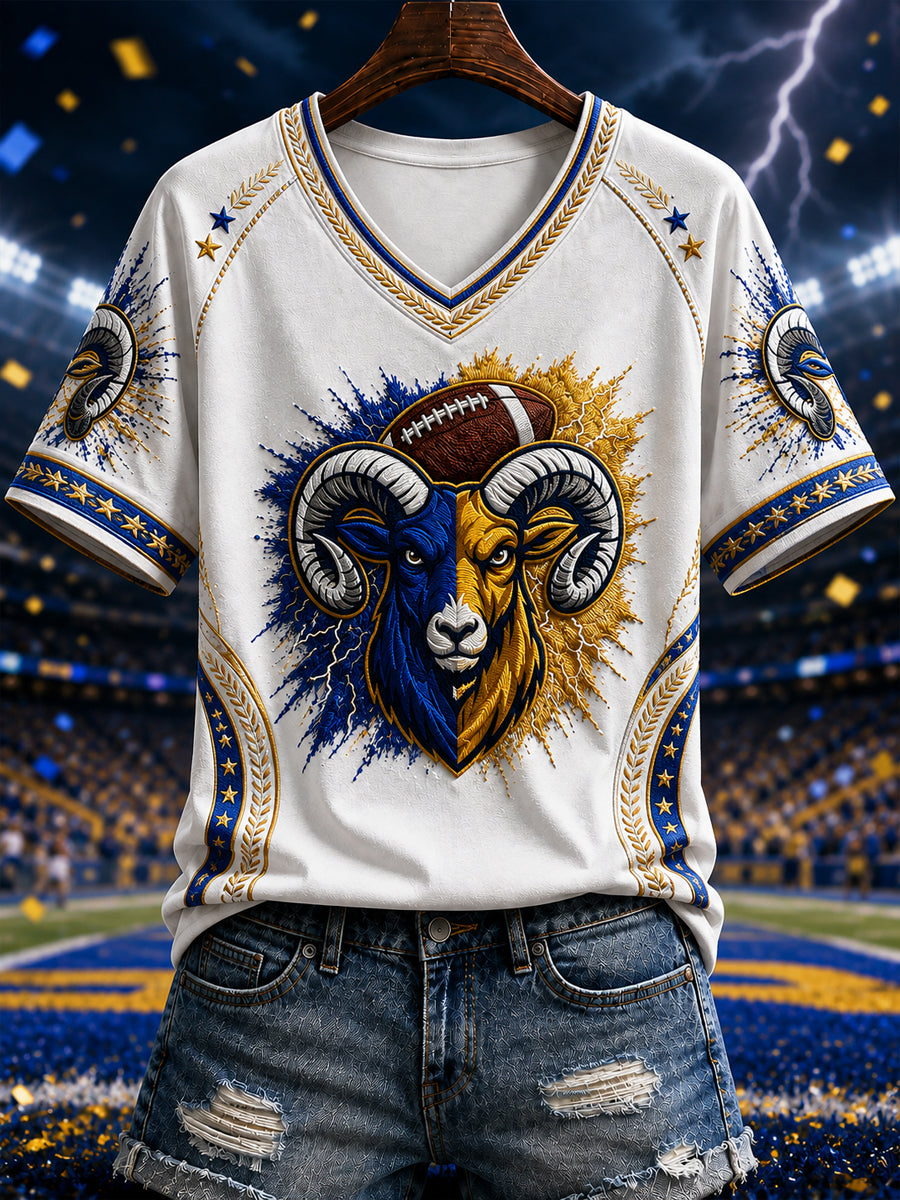 Women's Football Los Angeles Printed V-neck T-shirt