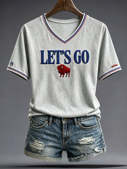 Women's Football Lover Bulls Buffalo Art Printed T-shirt