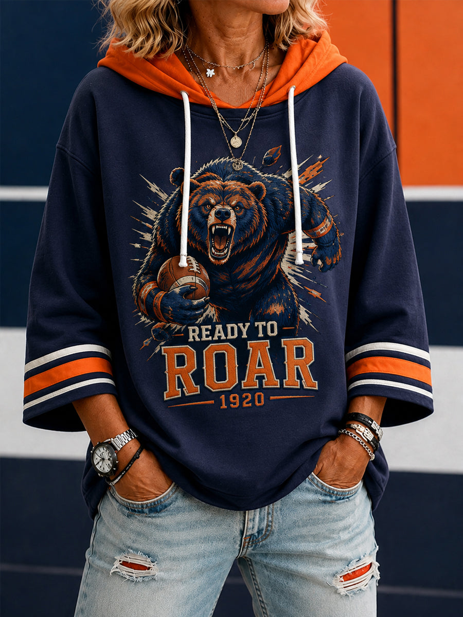Women’s Football Gameday Gift For Football Fans Casual 3/4 Sleeve Hoodie