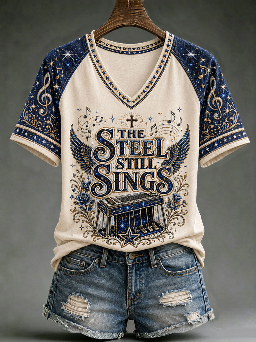 Women's The Steel Still Sings V-neck T-shirt