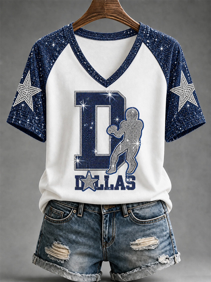 Women's  Football Gameday Gift For Football Fans V-Neck Tee