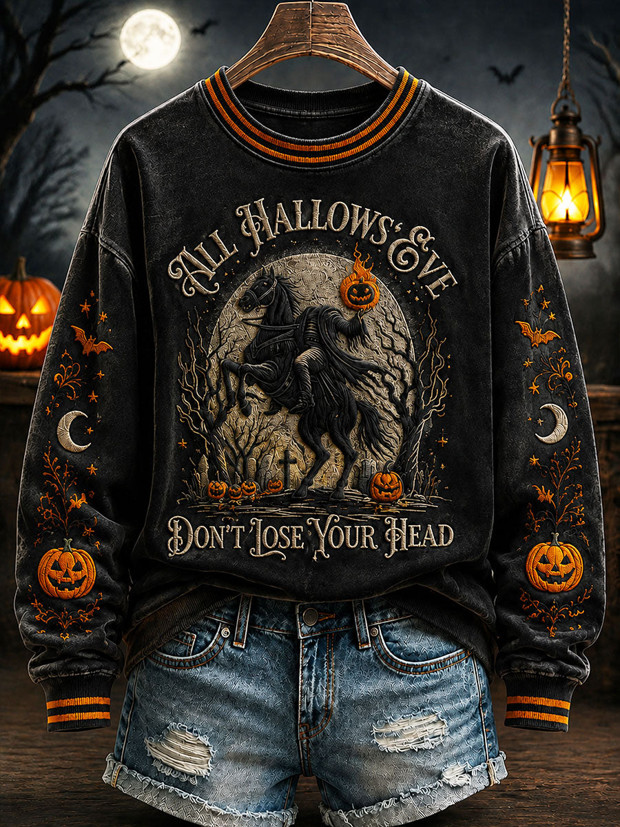 Women's”Don't Lose Your Head" Headless Horseman Halloween Casual Regular Sweatshirt