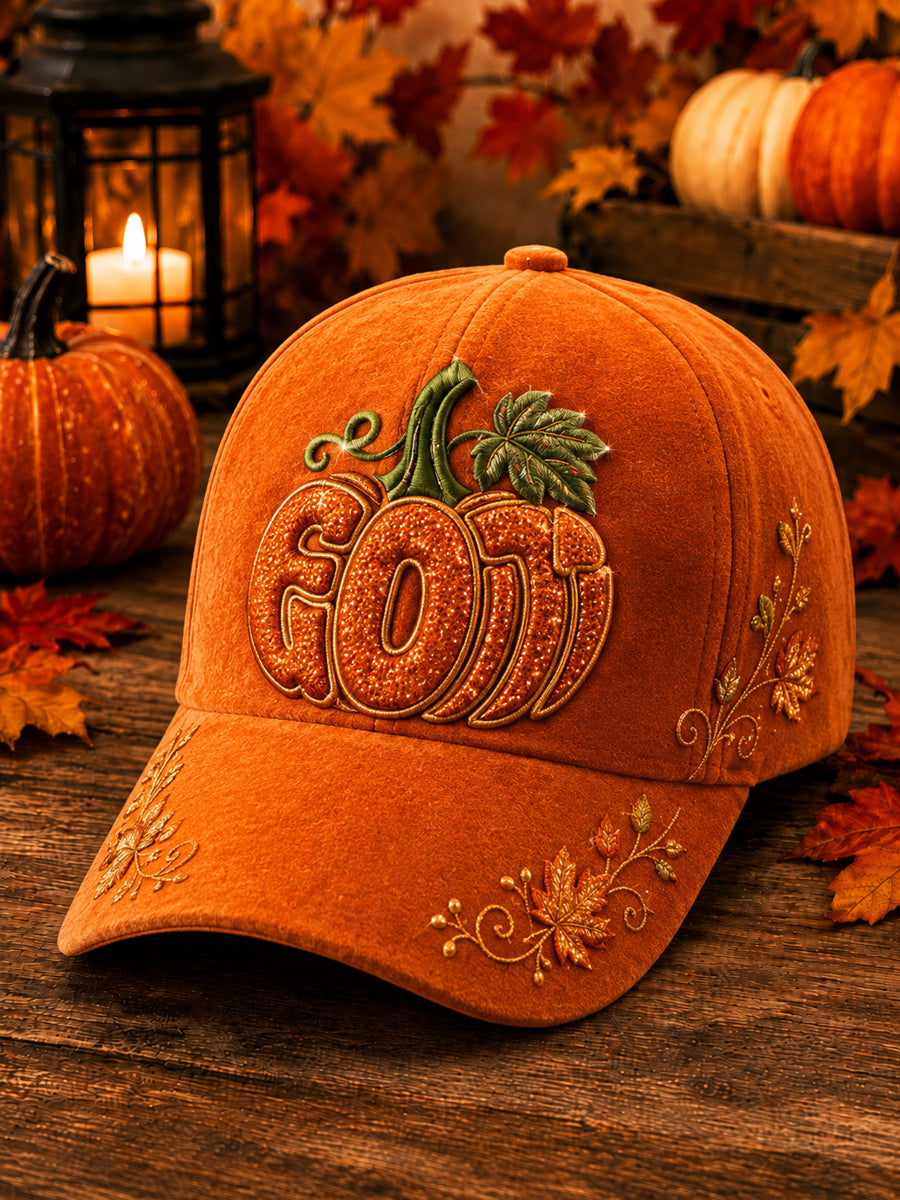 Unisex Fall Pumpkin Art  Print Hat