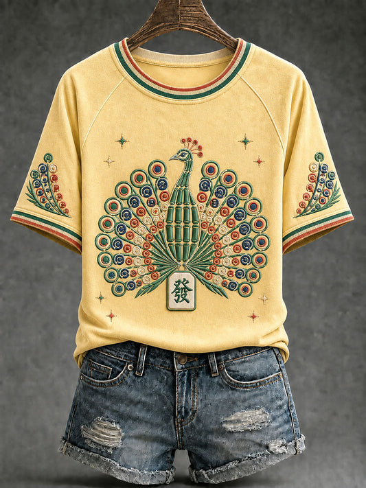 Women's Peacock Mahjong Casual T-Shirts