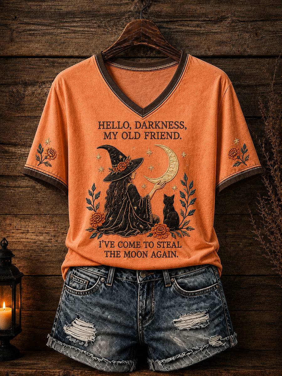 Women's Hello Darkness My Old Friend Halloween Print T-shirt