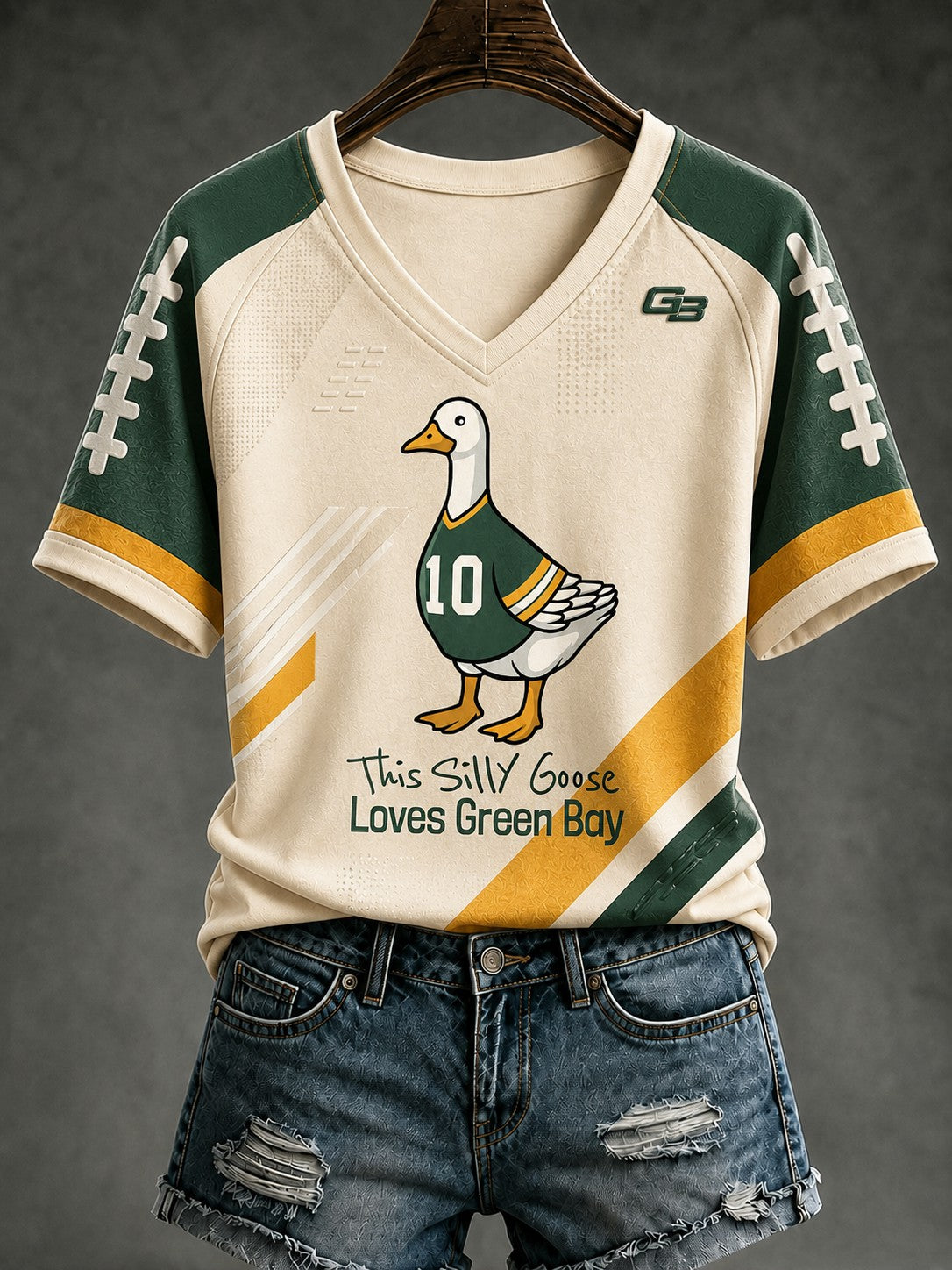 Women's Green Bay Football Printed V-neck T-shirt