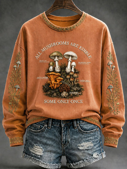 Women's "All Plants Are Edible Some Only Once" Floral Print Casual Regular Sweatshirt