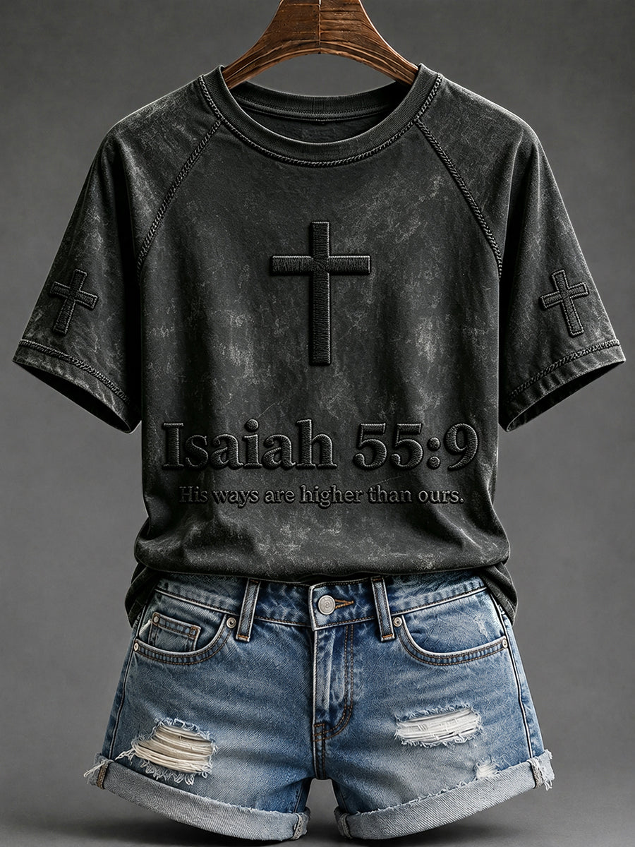 Women's Isaiah 55：9 Christian Scripture Art Print Round Neck Short Sleeve T-shirt