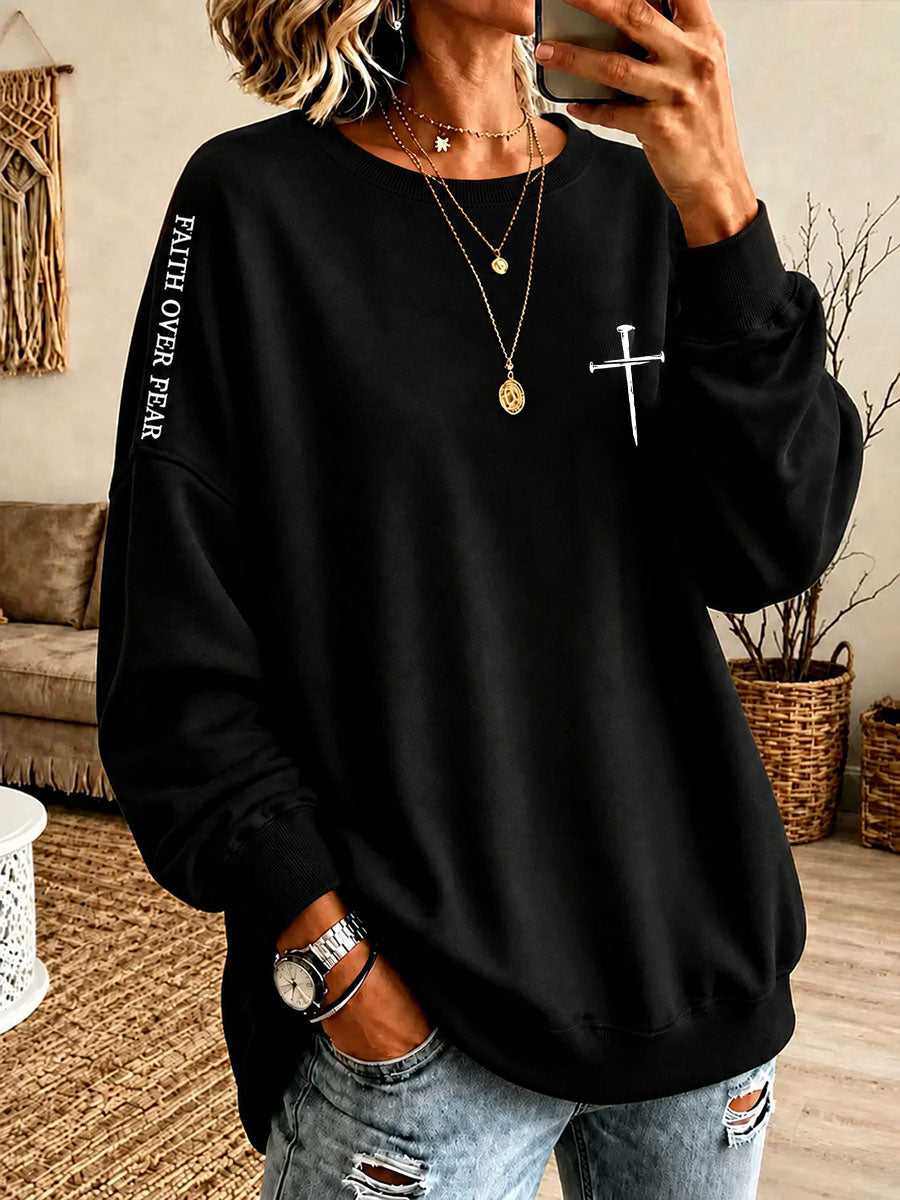Women's Faith Over Fear Printed Casual Sweatshirt