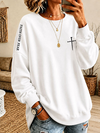 Women's Faith Over Fear Printed Casual Sweatshirt