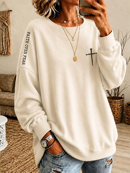 Women's Faith Over Fear Printed Casual Sweatshirt