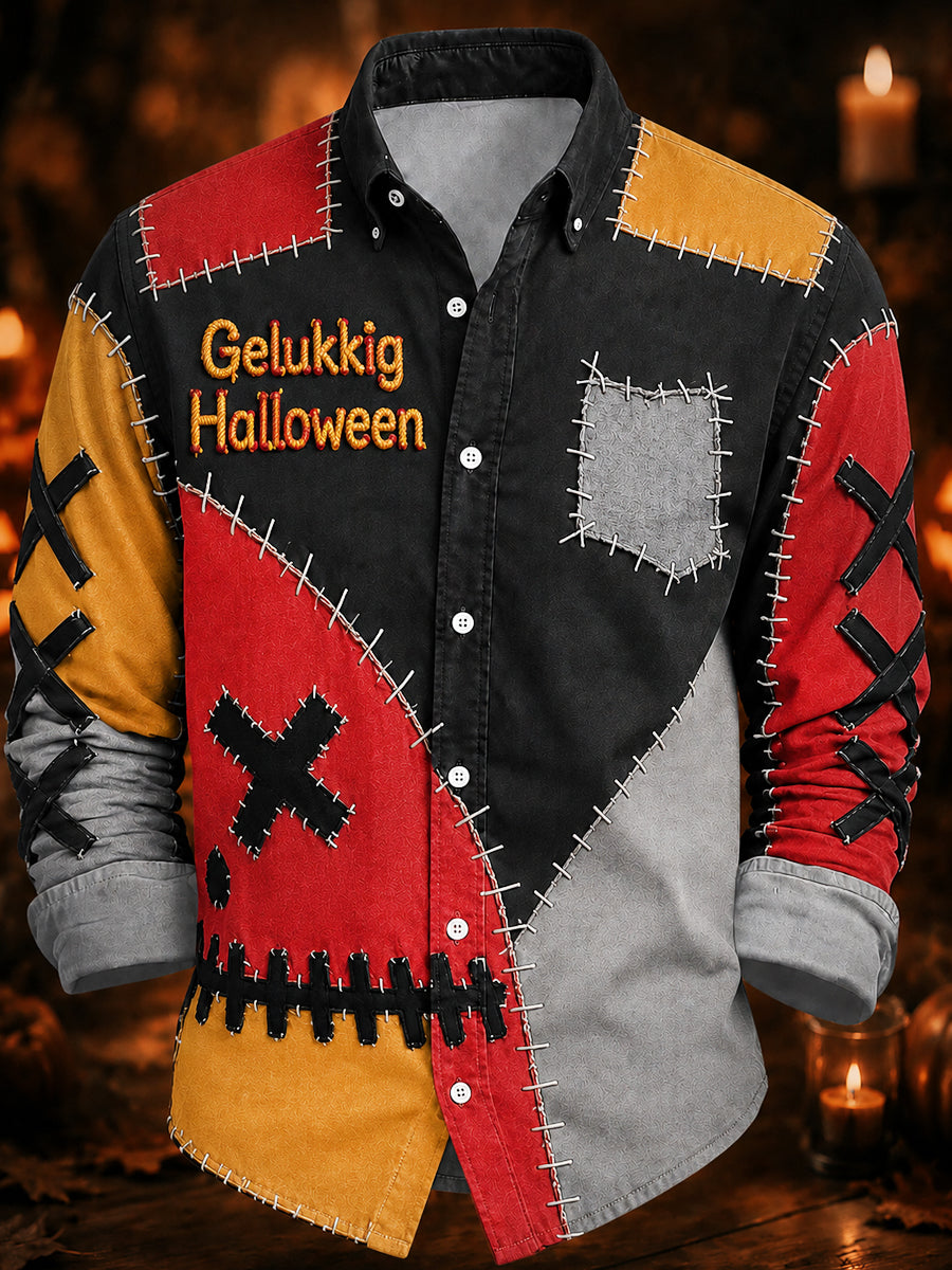 Men's Belgium Halloween Print Casual Long Sleeved Shirt