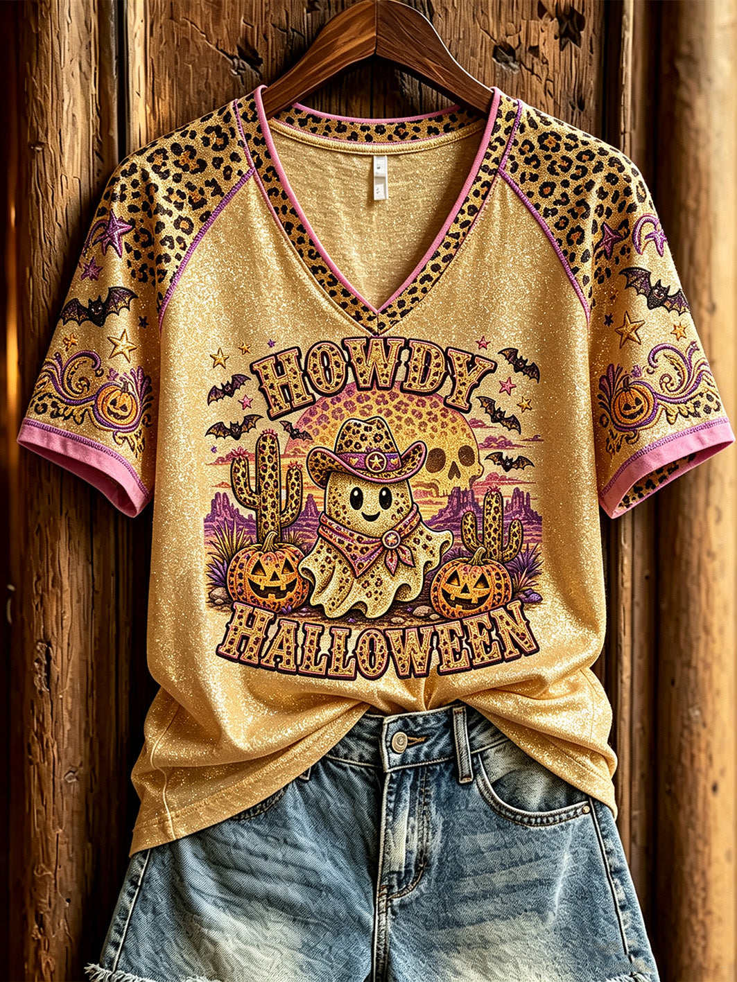 Women's Halloween Western-style Pattern Printed Casual Short-sleeve T-shirt