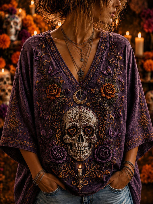 Women's Mexico Halloween Print Casual Top