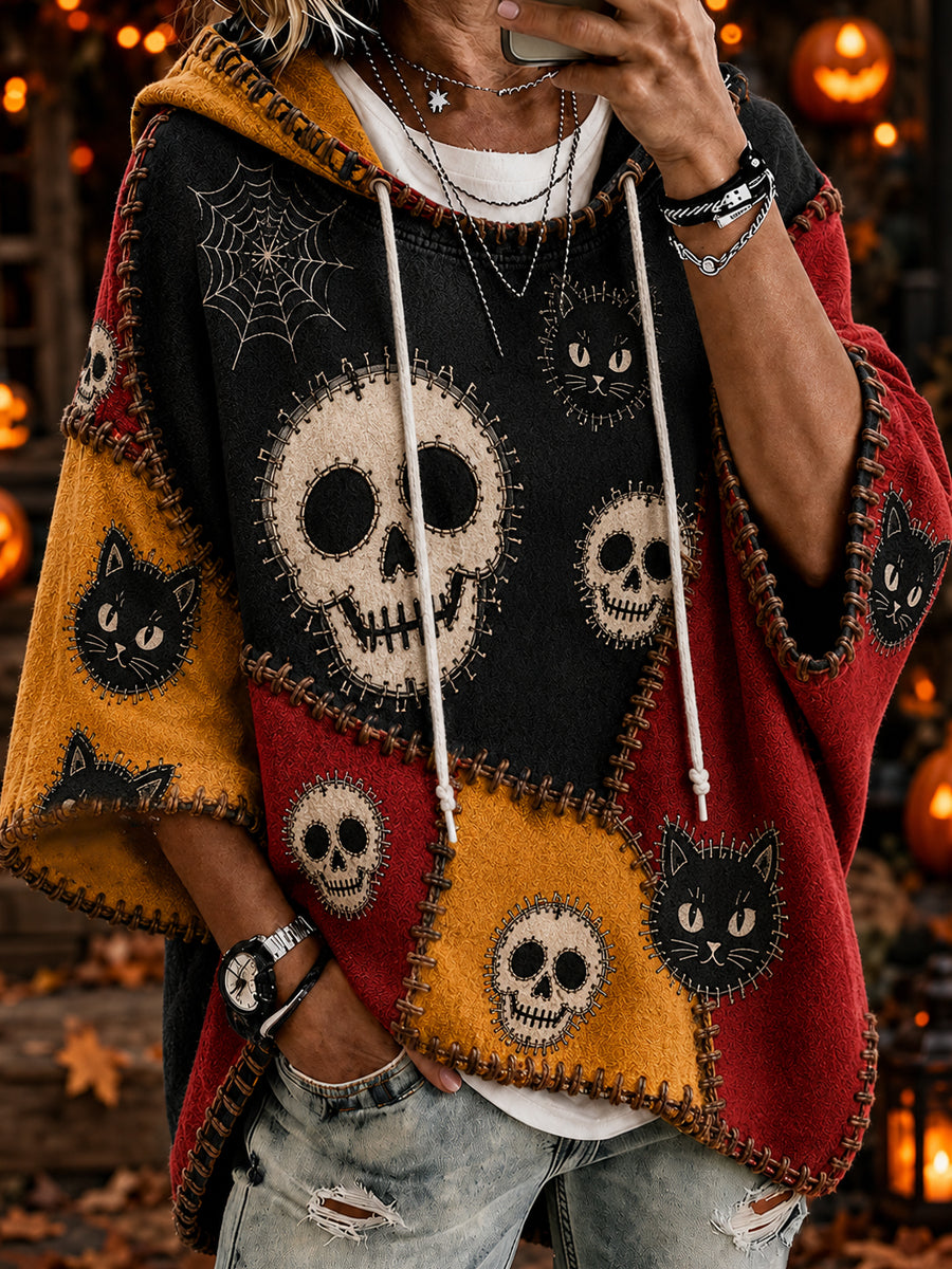 Women's Belgium Halloween Printed Round-Neck Three-Quarter Sleeve Sweatshirt