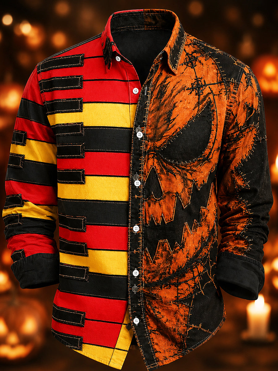 Men's Belgium Halloween Print Casual Long Sleeved Shirt