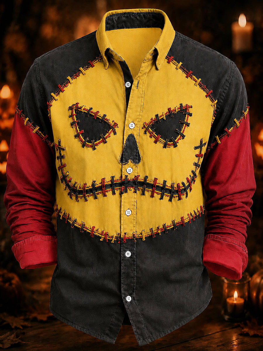 Men's Belgium Halloween Print Casual Long Sleeved Shirt