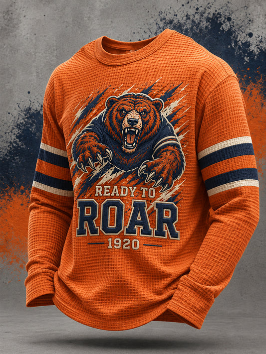 Men's Football Gameday Gift For Football Fans Casual Waffle Long Sleeve Top