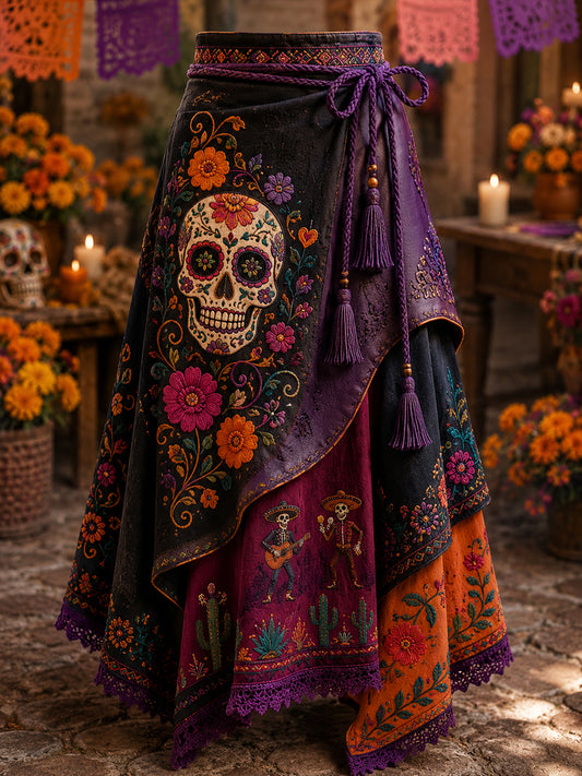 Women's Mexico's Day of the Dead Printed Irregular Skirt