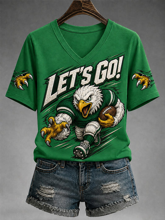 Women's Football Gameday Gift For Football Fans Casual V-Neck Tee