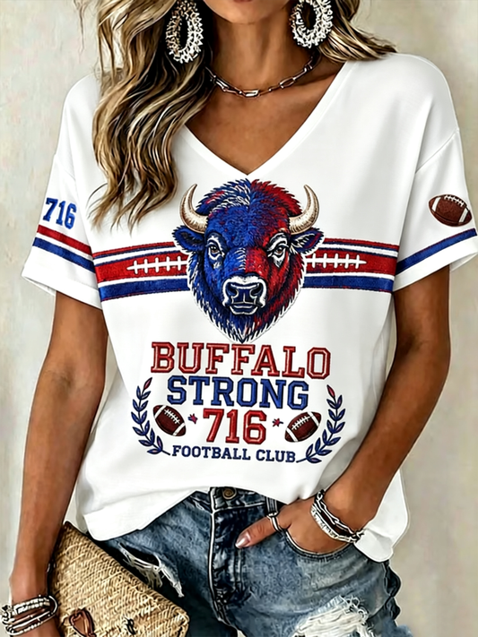 Women's Football Lover BUF Art Printed short-sleeved T-shirt