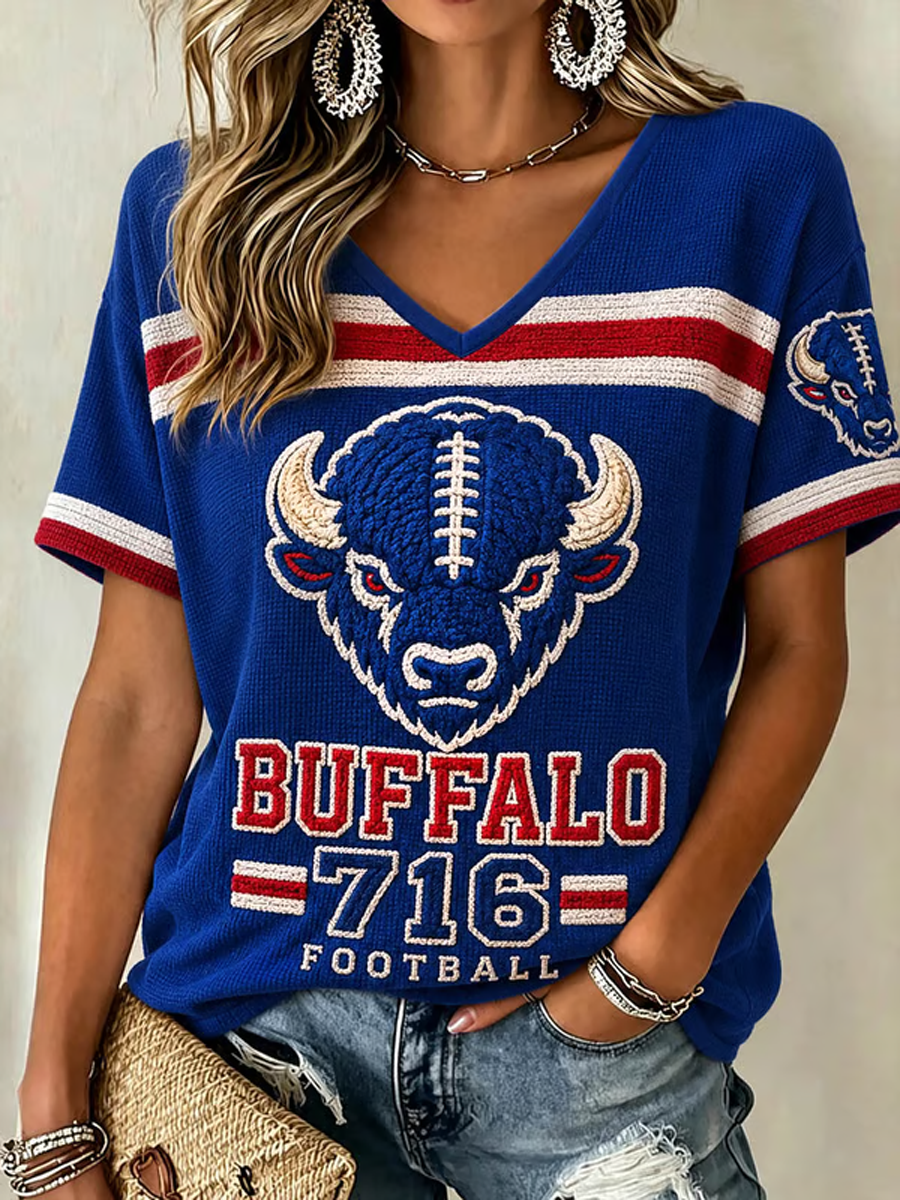 Women's Football Lover Bulls BUF Art Printed short-sleeved T-shirt