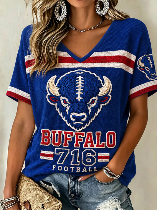 Women's Football Lover BUF Art Printed short-sleeved T-shirt