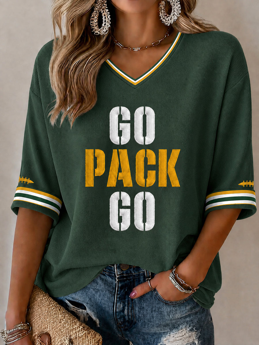 Women's America Football Print Waffle T-shirt