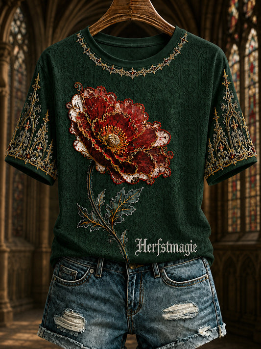 Women's Belgian Halloween Gothic Printed Vintage Fashion Loose Short Sleeve T-Shirt