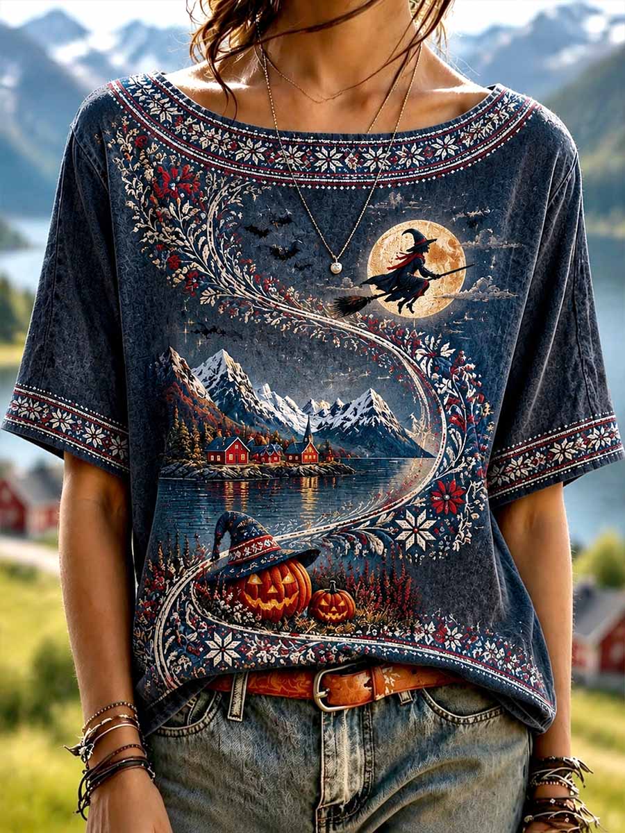 Women's Fashion Halloween Pattern Printed T-Shirt