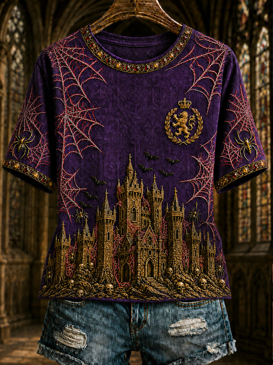 Women's Belgian Halloween Gothic Printed Vintage Fashion Loose Short Sleeve T-Shirt