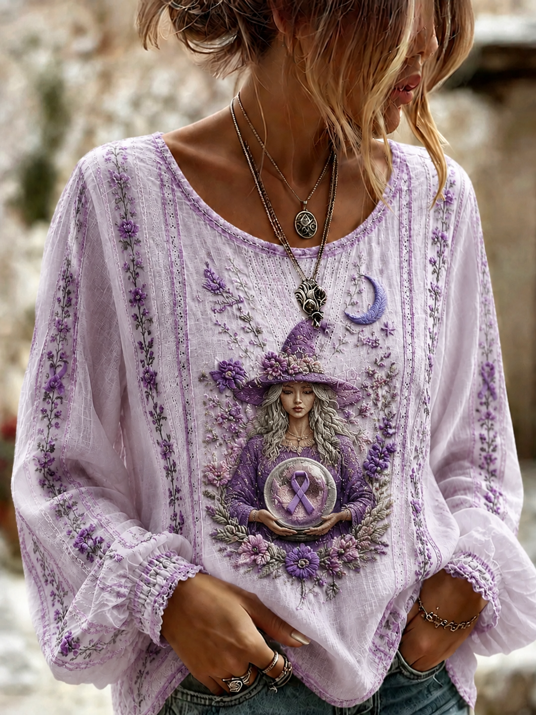 Women's Alzheimer's Awareness Cotton-Linen Shirt