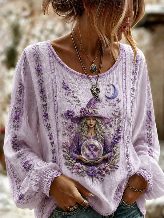 Women's Alzheimer's Awareness Cotton-Linen Shirt