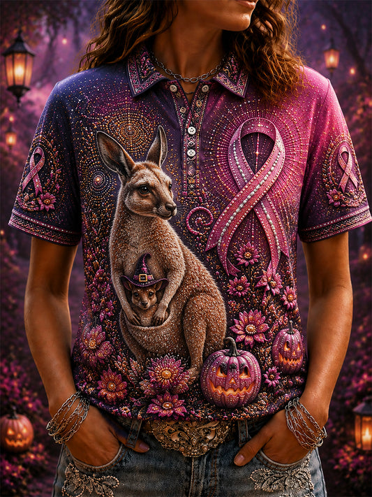 Women's Australian Breast Cancer Awareness Halloween Polo T-Shirt