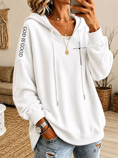 Women's GOD IS GOOD Printed Casual Hoodie