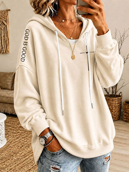 Women's GOD IS GOOD Printed Casual Hoodie