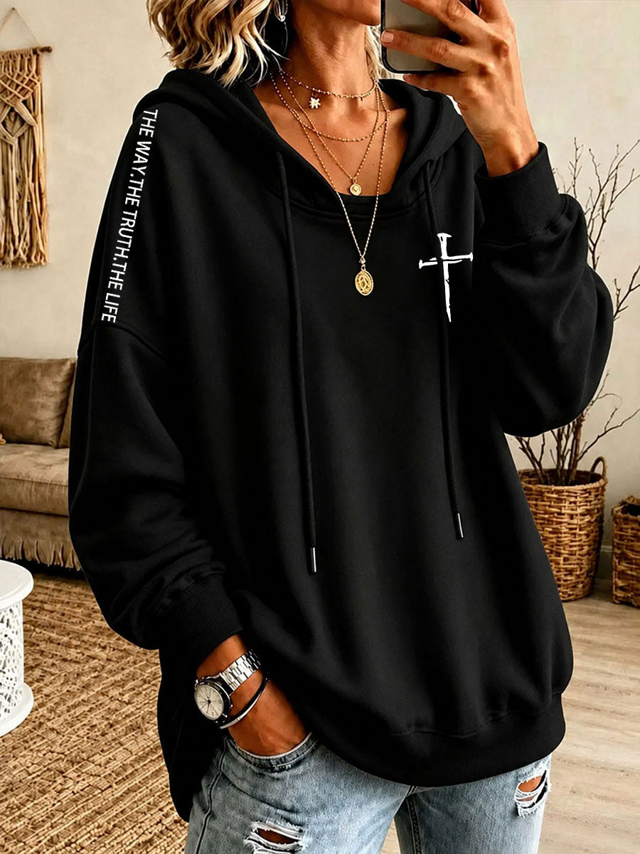 Women's The Way The Truth The Life Printed Casual Hoodie