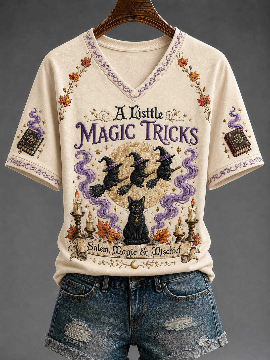 Women's It’s Just A Bunch Of Magic Tricks V-neck Off-shoulder Short-sleeved T-shirt