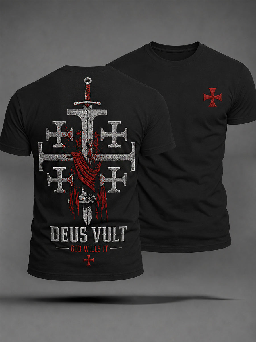Men's  Deus Vult Print Casual Tee