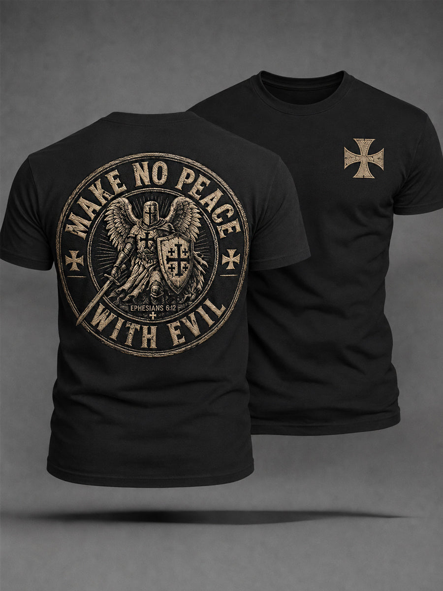 Men's Make No Peace With Evil Print Casual Tee