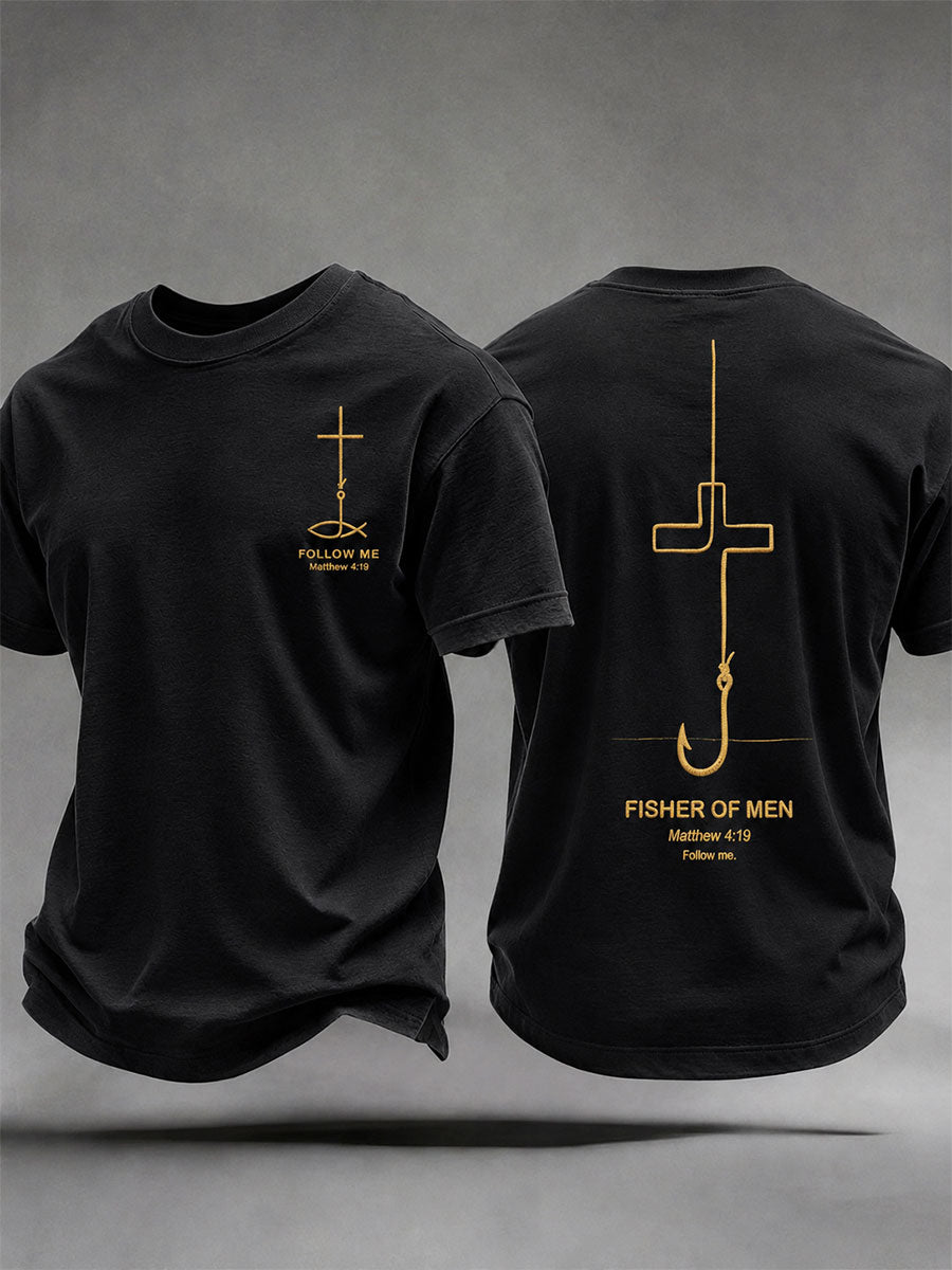 Men's Fisher of Men Matthew 4:19 Bible Faith Christian Casual T-shirt