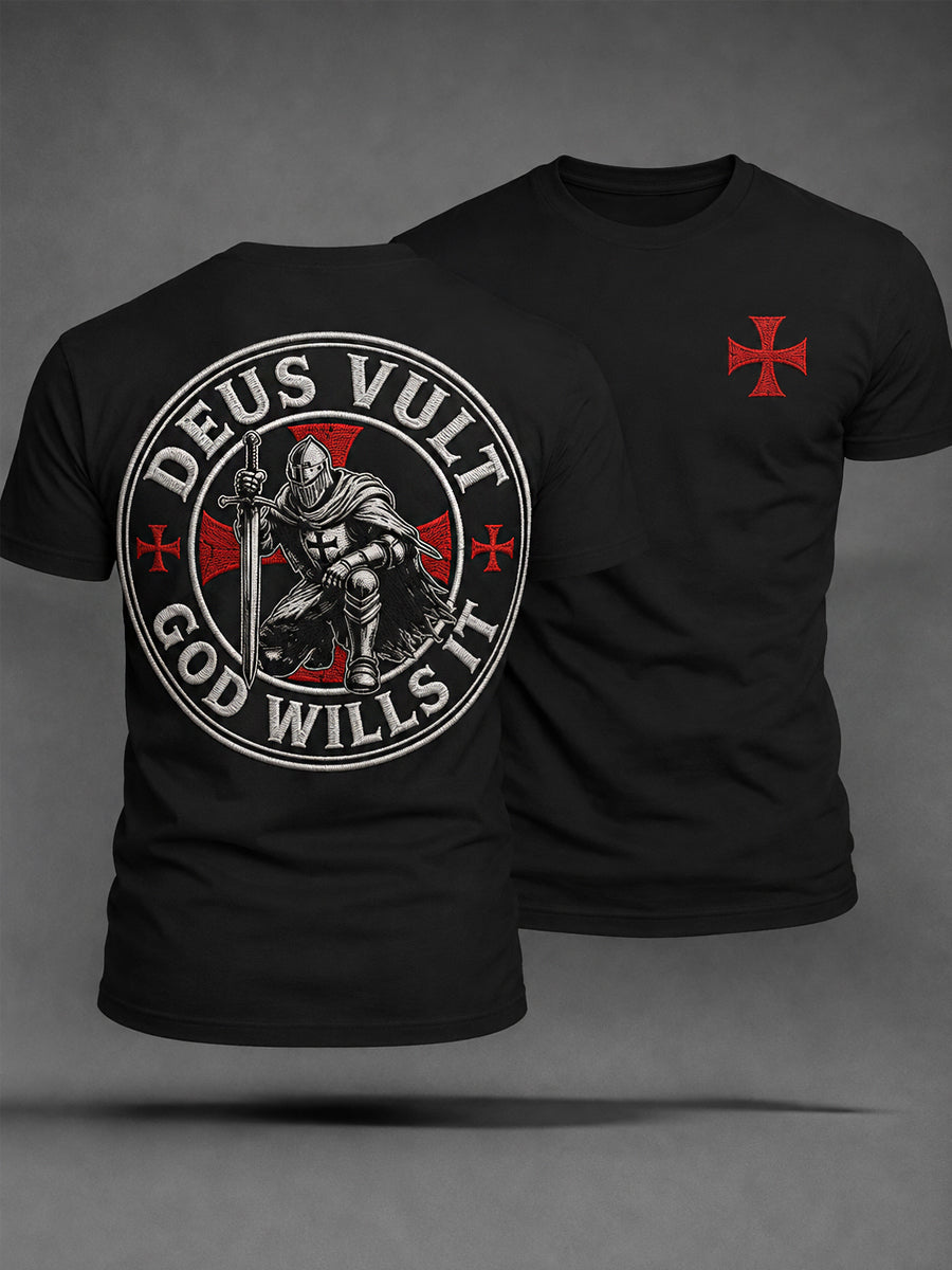 Men's Deus Vult God Wills It Print Casual Tee